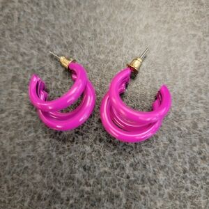 COPY - Hot Pink Small Hoop Earrings